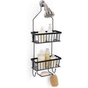 imageSunnyPoint Bathroom Classic Hanging Over The Shower Head Caddy 2898quot H x 122quot W x 531quot D BrownBlack