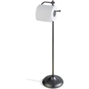 imageSunnyPoint Bathroom Free Standing Toilet Tissue Paper Roll Holder Stand with Reserve Function Chrome FinishBlack Nickel