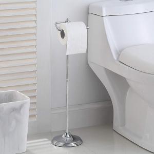 imageSunnyPoint Bathroom Free Standing Toilet Tissue Paper Roll Holder Stand with Reserve Function Chrome FinishChrome