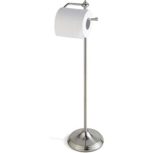 imageSunnyPoint Bathroom Free Standing Toilet Tissue Paper Roll Holder Stand with Reserve Function Chrome FinishSatin Nickel