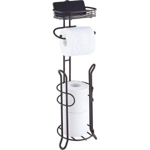 imageSunnyPoint Bathroom Heavyweight Toilet Tissue Paper Roll Storage Holder Stand with Reserve and Shelve The Reserve Area Has Enough Space to Store Mega Rolls BronzeOrb