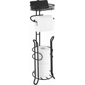 imageSunnyPoint Bathroom Heavyweight Toilet Tissue Paper Roll Storage Holder Stand with Reserve and Shelve The Reserve Area Has Enough Space to Store Mega Rolls BronzeBlack