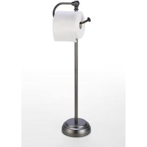 imageSunnyPoint Classic Bathroom Free Standing Toilet Tissue Paper Roll Holder StandBlack Nickel