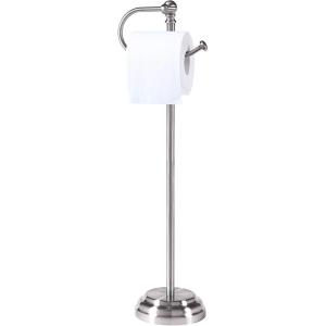 imageSunnyPoint Classic Bathroom Free Standing Toilet Tissue Paper Roll Holder StandBrush Chrome