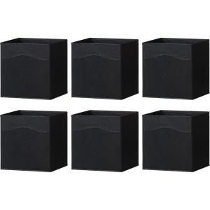 imageSunnyPoint Classic Collapsible Foldable Storage Fabric Cube Organizer Bin  Pack of 6 BLACK