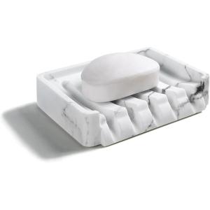 imageSunnyPoint Classic Kitchen Bathroom Faux Marble Soap Sponge Dish Drainer Holder WHT ResinWht