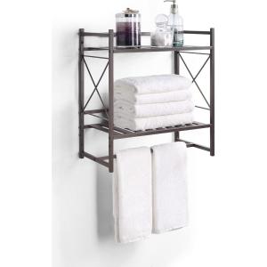 imageSunnyPoint Classic Square Bathroom Shelf 2 Tier Shelf with Towel Bar Wall Mounted Shower Storage Classic  Wall Mount  ORBClassic  Wall Mount  ORB