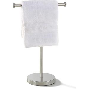 imageSunnyPoint Countertop Hand Towel Holder Stand  165quot Tall Stainless Steel TBar Rack with Weighted Base Brushed Satin Nickel Finish  Jewelry Holder for Bathroom Vanity or KitchenSatin Nickel
