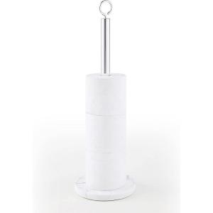 imageSunnyPoint Elite Heavy Weighted Sturdy Spare Toilet Paper Roll Holder Storage StandResin Marbo Texture