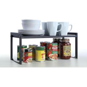 imageSunnyPoint Expandable Cabinet Storage Rack  Tabletop Storage Spice Shelf Organizer Rack M  151quot2578quot W X 787quot D X 846quot H BLACKBLACK