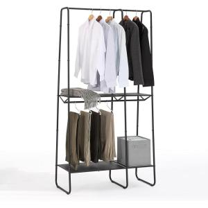 imageSunnyPoint ExtraLarge Freestanding Clothing Racks for Hanging Clothes Standing Metal Sturdy Garment and Accessories Rack Small Space Storage Solution BLACKBLACK