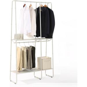 imageSunnyPoint ExtraLarge Freestanding Clothing Racks for Hanging Clothes Standing Metal Sturdy Garment and Accessories Rack Small Space Storage Solution BLACKWHITE