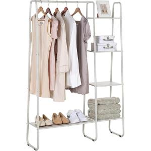 imageSunnyPoint Freestanding Clothes Metal Garment and Accessories Organizer Closet Rack OFFWHITEOFFWHITE