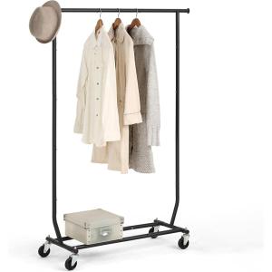 imageSunnyPoint Heavy Duty Rolling Garment Rack Single WhiteBlack