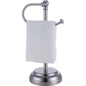 imageSunnyPoint Heavy Weight Classic Decorative Metal Fingertip Towel Holder Stand for Bathroom Kitchen Vanity and Countertops Brush Chrome 135quot x 55quot x 55quot INCHBrush Chrome