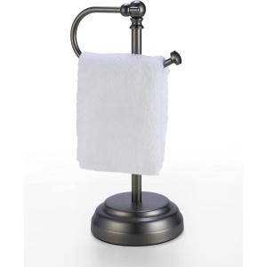 imageSunnyPoint Heavy Weight Classic Decorative Metal Fingertip Towel Holder Stand for Bathroom Kitchen Vanity and Countertops Brush Chrome 135quot x 55quot x 55quot INCHBlack Nickel