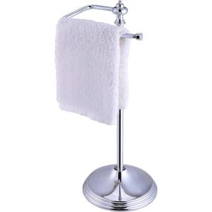 imageSunnyPoint Heavy Weight Metal Fingertip Towel Holder Stand for Bathroom Kitchen Vanity and Countertops Hanging Bar is 142quot Height Satin Nickel 156quot x 56quot x 56quotEasy Assembly RequiredChrome