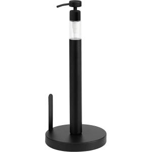 imageSunnyPoint Heavy Weighted Paper Towel Holder Stand Dispenser Builtin SprayPump Bottle Spray Bottle Satin NickelCoating Black