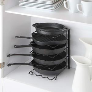 imageSunnyPoint Metal Heavy Duty Kitchen Countertop Cabinet Pantry Pan Pot Lid and Pot Organizer Rack Holder 925 x 104 x 1325 Inch Black