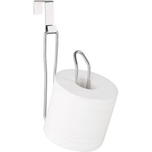 imageSunnyPoint Over The Tank Toilet Tissue Paper Roll Holder Dispenser and Reserve for Bathroom Storage and Organization  Metal Hanging Holds 1 Roll BlackChrome