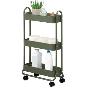 imageSunnyPoint Slim Rolling Storage Cart 3 Tier Bathroom Storage Organizer Bathroom Laundry Utility Cart ArmyArmy