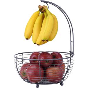 imageSunnyPoint Tabletop 2Tier Countertop Fruit Basket StandClassic Basket With Banana Hanger