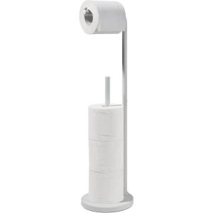 imageSunnyPoint Toilet Tissue Paper Roll Holder Round Base Stand with Reserve WHTWht