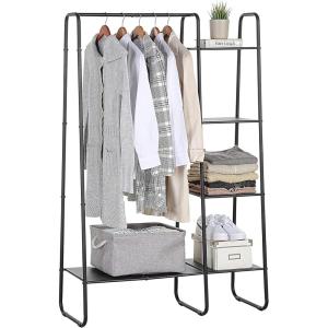imageSunnyPoint Freestanding Clothes Garment and Accessories Organizer Closet Rack BLKBLK