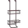 imageSunnyPoint Classic Metal Bathroom Shower Caddy Over Door Hanging Storage Organizer Basket Standard BrownBrown