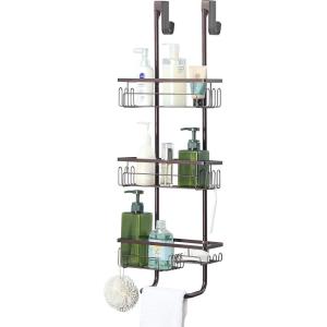 imageSunnyPoint Classic Metal Bathroom Shower Caddy Over Door Hanging Storage Organizer Basket Standard BrownBrown