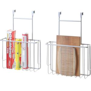 imageSunnyPoint Over The Cabinet Door Organizer Holder SET OF 2 Silver 135 X 95 X 32 basket SizeSilver