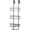 imageSunnyPoint Classic Metal Bathroom Shower Caddy Over Door Hanging Storage Organizer Basket Standard BlackBlack
