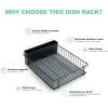 imageSunnyPoint 304 Stainless Steel Rust Resistant Dish Rack with Diatomaceous Earth DrainBoard and Removable Flatware Caddy for Kitchen Counter White LargeBlack