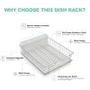 imageSunnyPoint 304 Stainless Steel Rust Resistant Dish Rack with Diatomaceous Earth DrainBoard and Removable Flatware Caddy for Kitchen Counter White LargeSs