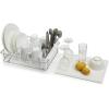 imageSunnyPoint 304 Stainless Steel Rust Resistant Dish Rack with Diatomaceous Earth DrainBoard and Removable Flatware Caddy for Kitchen Counter White LargeSs