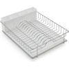 imageSunnyPoint 304 Stainless Steel Rust Resistant Dish Rack with Diatomaceous Earth DrainBoard and Removable Flatware Caddy for Kitchen Counter White LargeSs