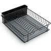 imageSunnyPoint 304 Stainless Steel Rust Resistant Dish Rack with Diatomaceous Earth DrainBoard and Removable Flatware Caddy for Kitchen Counter White LargeBlack