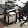 imageSunnyPoint 2Tier Under Desk Printer Stand with Storage Shelf and Steel Frame Industrial Mobile Printer Cart Holder with Lockable Wheels for Home and Office