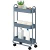 imageSunnyPoint Slim Rolling Storage Cart 3 Tier Bathroom Storage Organizer Bathroom Laundry Utility Cart BlueBlue