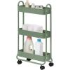 imageSunnyPoint Slim Rolling Storage Cart 3 Tier Bathroom Storage Organizer Bathroom Laundry Utility Cart BlueTurq