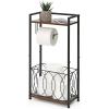 imageSunnyPoint Classic Freestanding Toilet Paper Holder with Storage Shelf  Bathroom Tissue Stand with Space for Phone Tablet and Magazines  AllinOne Toilet Roll Dispenser and Organizer BlackBlack