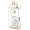 imageSunnyPoint Classic Freestanding Toilet Paper Holder with Storage Shelf  Bathroom Tissue Stand with Space for Phone Tablet and Magazines  AllinOne Toilet Roll Dispenser and Organizer BlackWhite