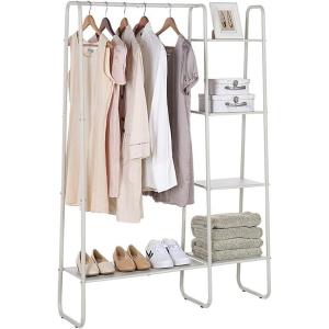 imageSunnyPoint Freestanding Metal Garment Rack with Bottom Shelf Industrial Clothing Organizer Closet Rack for Hanging Clothes Coats and Accessories  Heavy Duty Stable Triangle Frame 62 Height