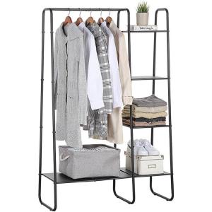 imageSunnyPoint Heavy Duty Clothes Rack with Storage Shelf Industrial Freestanding Metal Garment Organizer Wardrobe Closet Hanging Rack for Bedroom Laundry or Entryway  62 Tall