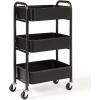 imageSunnyPoint 3Tier Delicate Compact Rolling Metal Storage Organizer  Mobile Utility Cart KitchenUnder Desk Cart with Caster Wheels RED 1535 X 1024 X 268HBlk