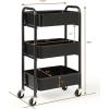imageSunnyPoint 3Tier Delicate Compact Rolling Metal Storage Organizer  Mobile Utility Cart KitchenUnder Desk Cart with Caster Wheels RED 1535 X 1024 X 268HBlk
