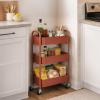 imageSunnyPoint 3Tier Delicate Compact Rolling Metal Storage Organizer  Mobile Utility Cart KitchenUnder Desk Cart with Caster Wheels RED 1535 X 1024 X 268HRed