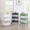 imageSunnyPoint 3Tier Delicate Compact Rolling Metal Storage Organizer  Mobile Utility Cart KitchenUnder Desk Cart with Caster Wheels RED 1535 X 1024 X 268HBlk