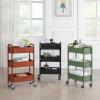 imageSunnyPoint 3Tier Delicate Compact Rolling Metal Storage Organizer  Mobile Utility Cart KitchenUnder Desk Cart with Caster Wheels RED 1535 X 1024 X 268HRed