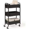 imageSunnyPoint 3Tier Delicate Compact Rolling Metal Storage Organizer  Mobile Utility Cart KitchenUnder Desk Cart with Caster Wheels RED 1535 X 1024 X 268HBlk
